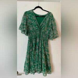 Green floral pattern dress